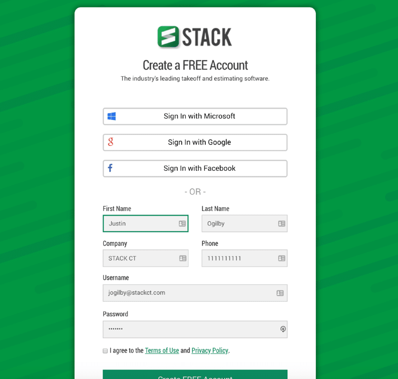 New STACK Registration Page