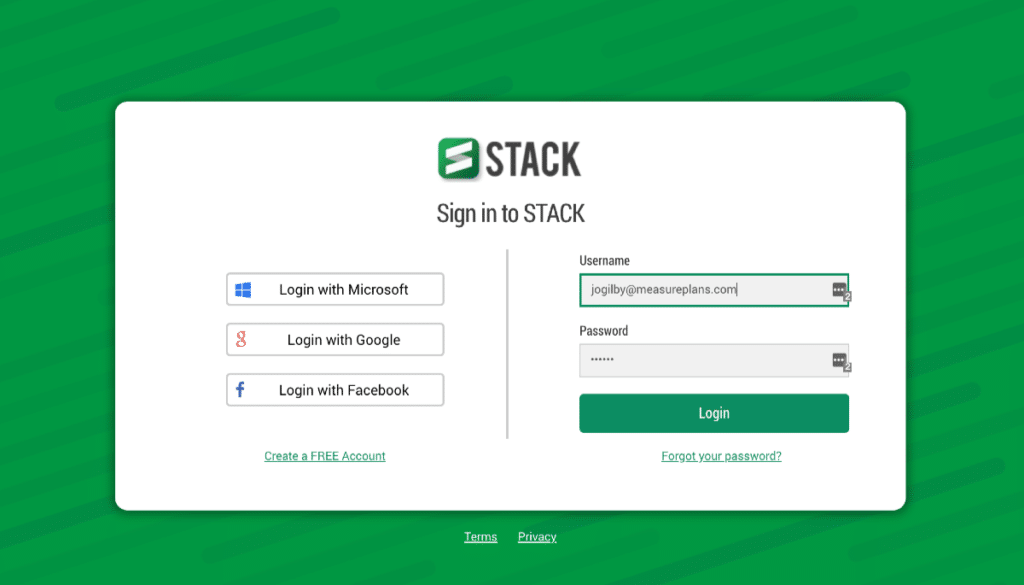 New STACK Sign In Page