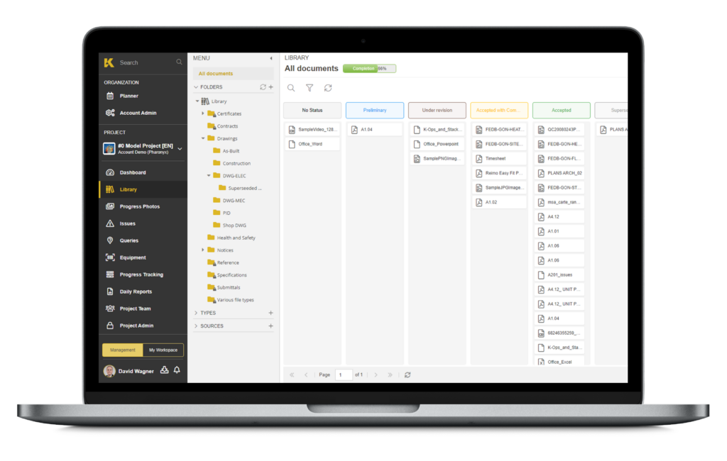An Apple Macbook shows a screen from STACK's construction management tool.