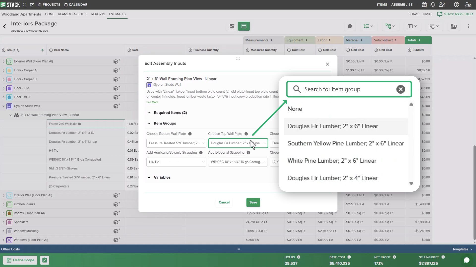 Stack Ct Search in Item Groups - STACK Construction Technologies
