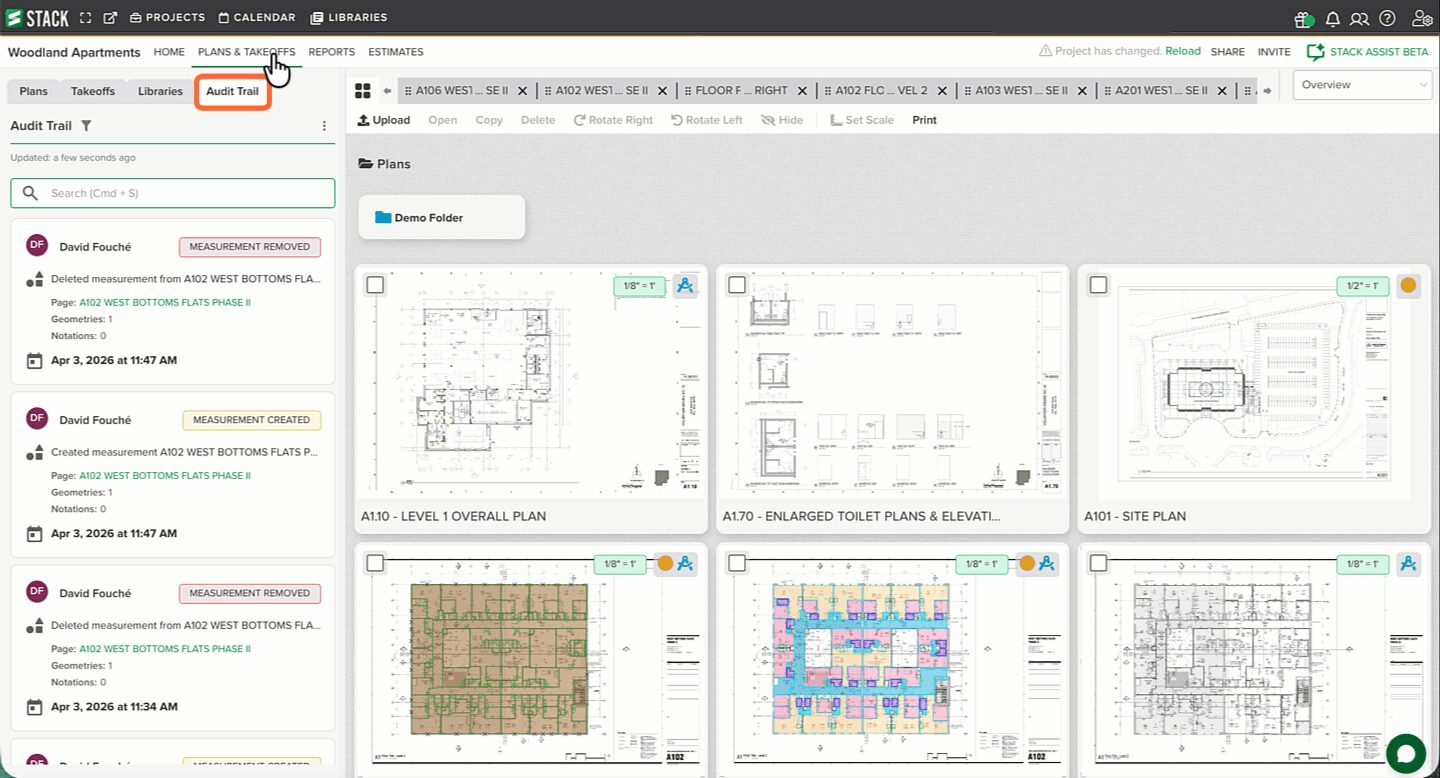 Audit Trail - STACK Construction Technologies