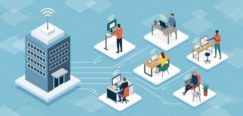 Remote workers connected to company